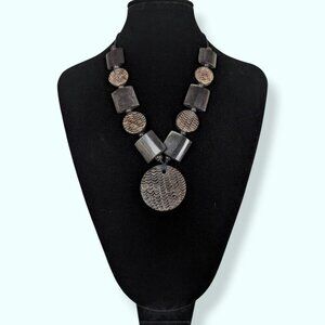(2/$20) Bohemian Dark Beaded Pendant Necklace